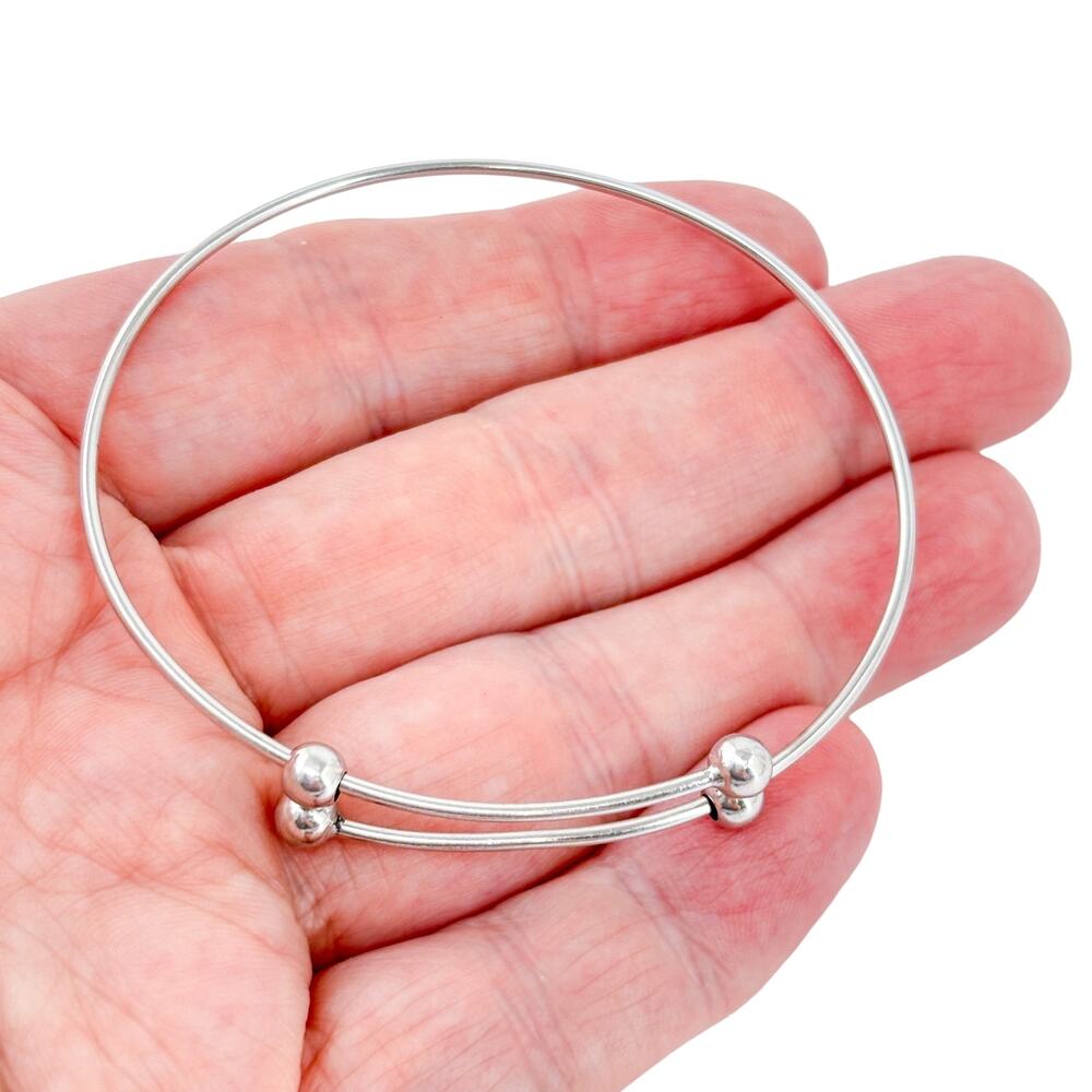 Vintage Sterling Silver 925 | Bangle Bracelet | Expands Adjustable 7.75”